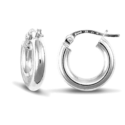 JER126 | 9ct White Gold Hoop Earrings - 3mm Tube