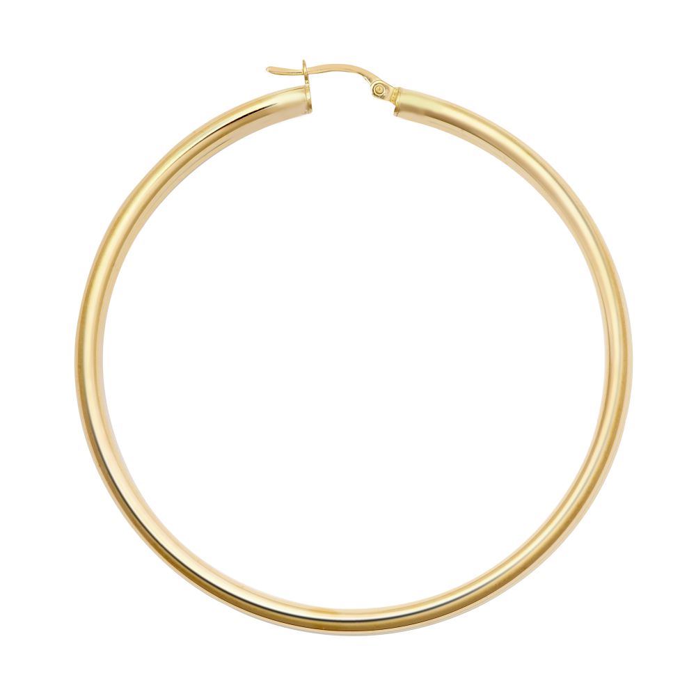 JER179E | 9ct yellow gold 3mm polished round-tube creole hoops.