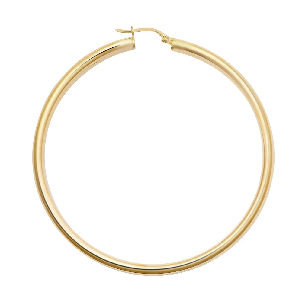 9ct yellow gold 3mm polished round-tube creole hoops.