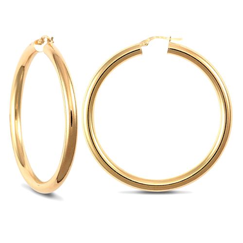 JER182 | 9ct Yellow Gold Hoop Earrings - 4mm Tube