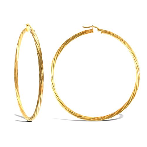 JER200A | 9ct Yellow Gold Twist Hoop Earrings - 3mm Tube