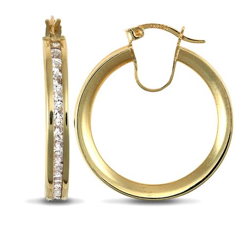 JER400 | 9ct Yellow Gold Channel Set Hoop Earrings