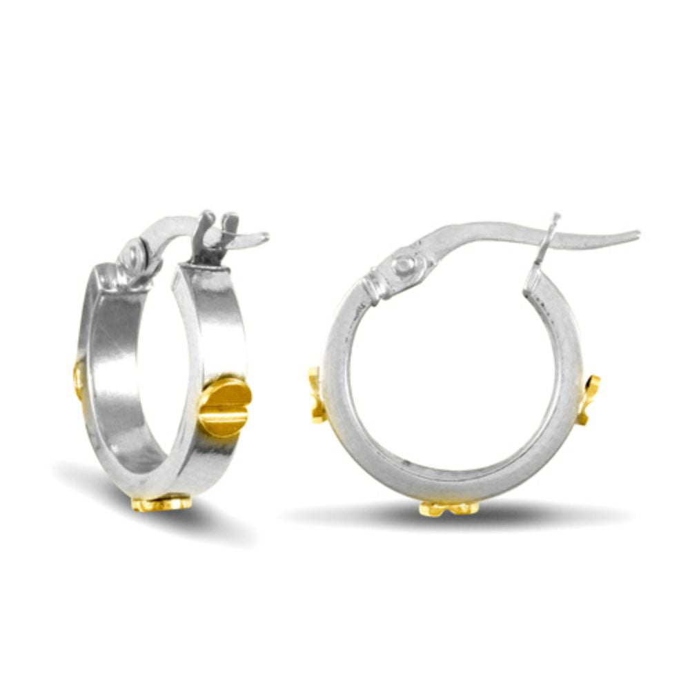 9ct Yellow & White Gold 3mm Hoop Earring