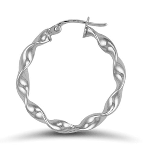 9ct White Gold Polished Twist Hoop Earrings