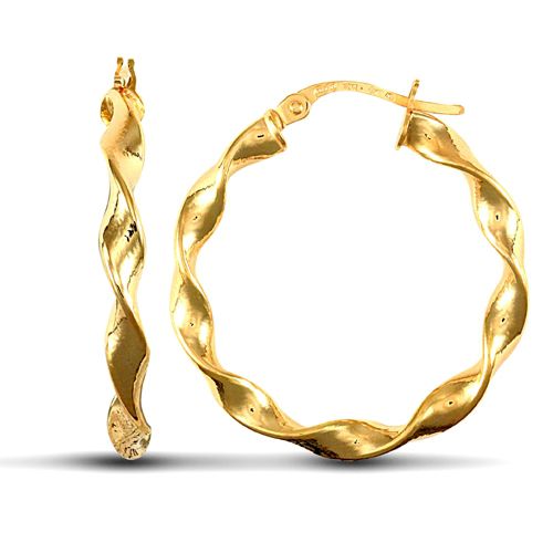 9ct Yellow Gold Super Light Polished Twist Earrings