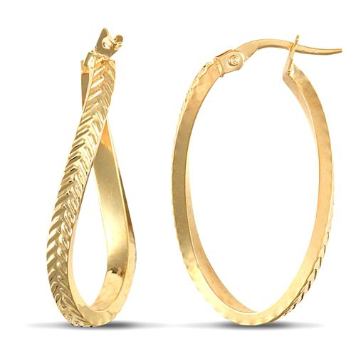 9ct Yellow Gold Super Light Oval Earrings