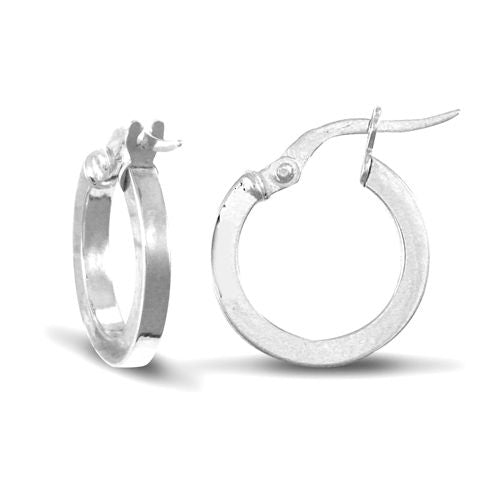 9ct White Gold Square Tube Hoop Earrings