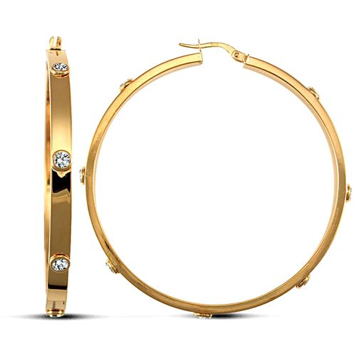 JER725D | 9ct Yellow Gold CZ Set Hoop Earrings