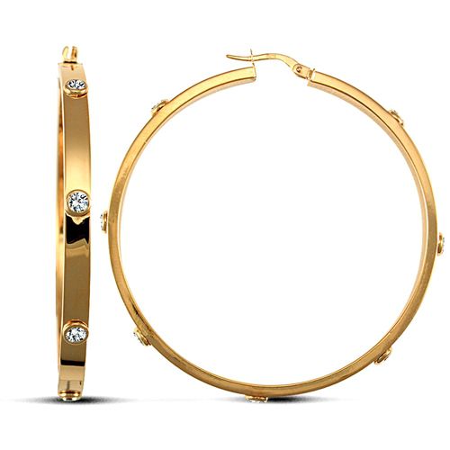 9ct Yellow Gold Cubic Zirconia Set Hoop Earrings