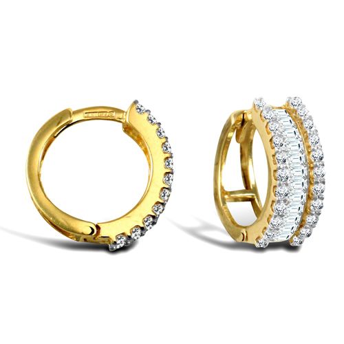 JER751 | 9ct Yellow Gold Cubic Zirconia Huggie Earrings