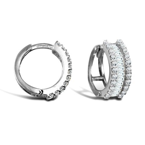 9ct White Gold Cubic Zirconia Huggie Earrings