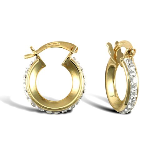 9ct Yellow Gold Cubic Zirconia Hoop Earrings