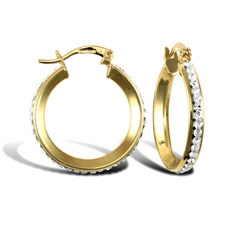 9ct Yellow Gold Cubic Zirconia Hoop Earrings