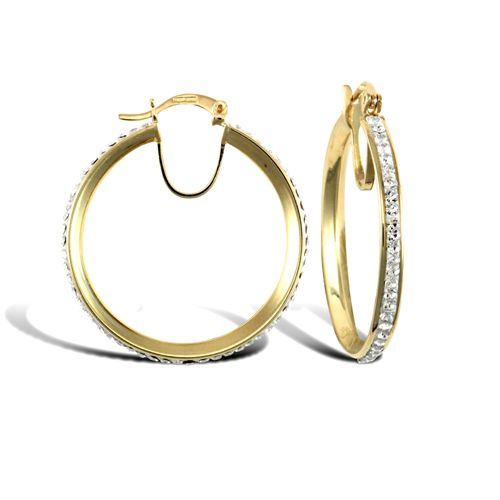 JER753D | 9ct Yellow Gold Cubic Zirconia Hoop Earrings