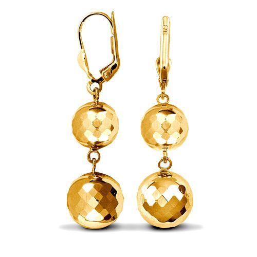 JER765 | 9ct Yellow Double Disco Ball Drop Earring