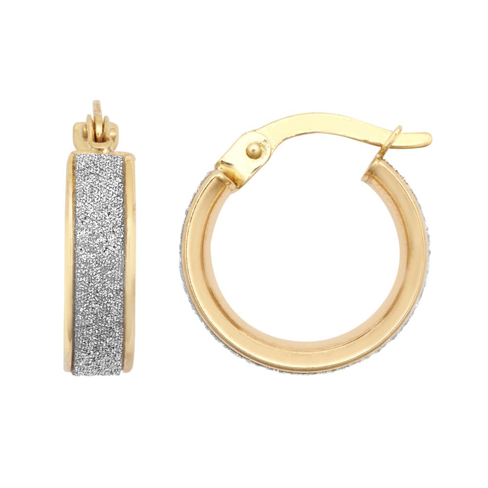 9ct Yellow Gold 10mm Moon Dust Hoop Earring