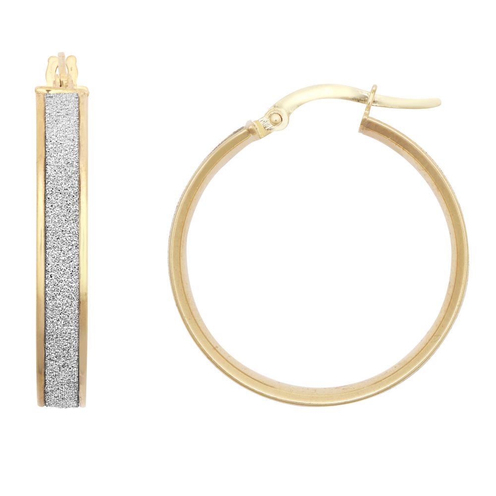 9ct Yellow Gold 20mm Moon Dust Hoop Earring