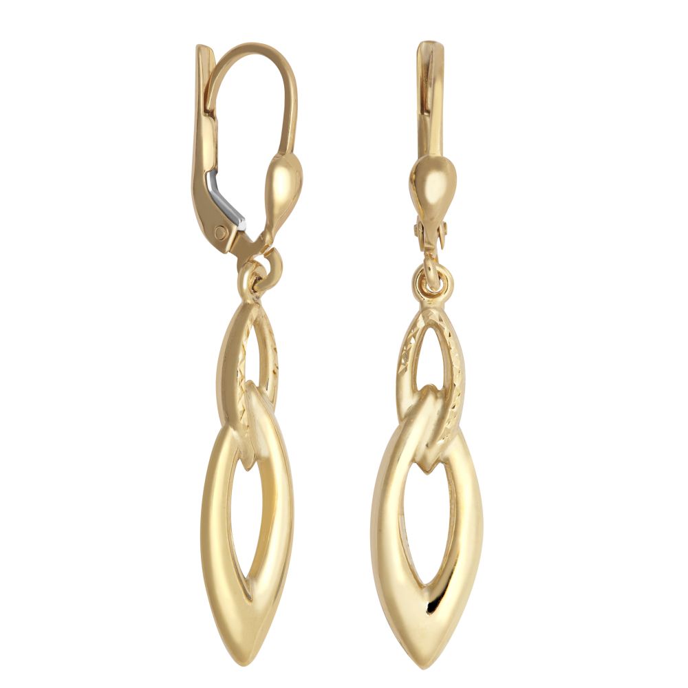 JER778 | 9ct Yellow Gold Lens Shaped Cocoon Pod Drop Earrings