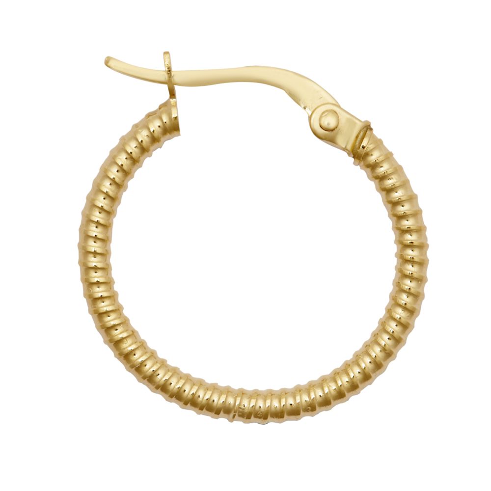 9ct Yellow Ribbed Polished hoop earring