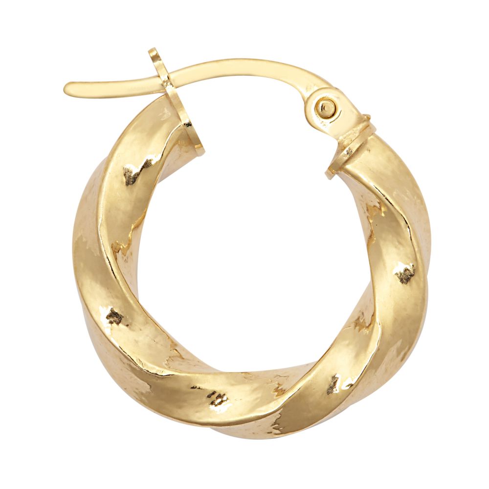 JER804A | 9ct Yellow Polished Slight Twist Hoop Earring