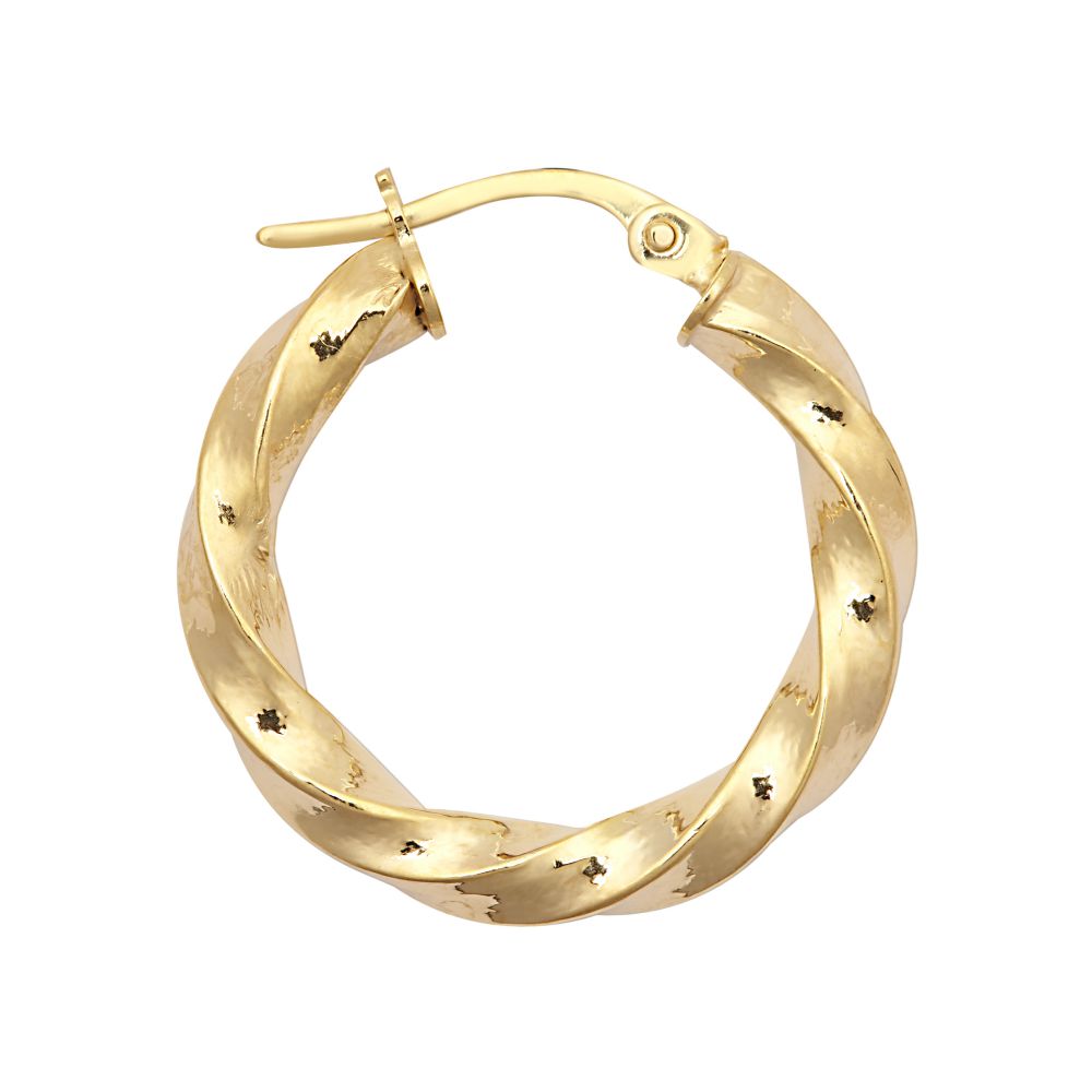 JER804B | 9ct Yellow Polished Slight Twist Hoop Earring