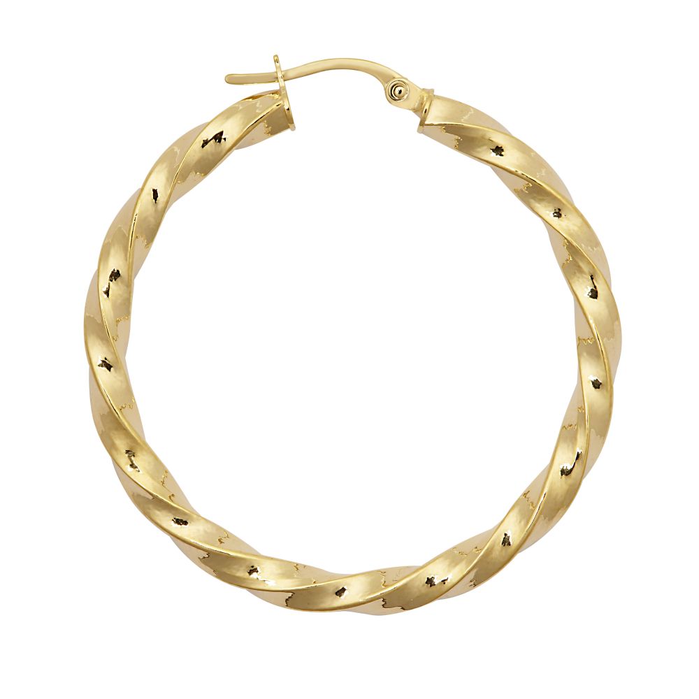 JER804D | 9ct Yellow Polished Slight Twist Hoop Earring