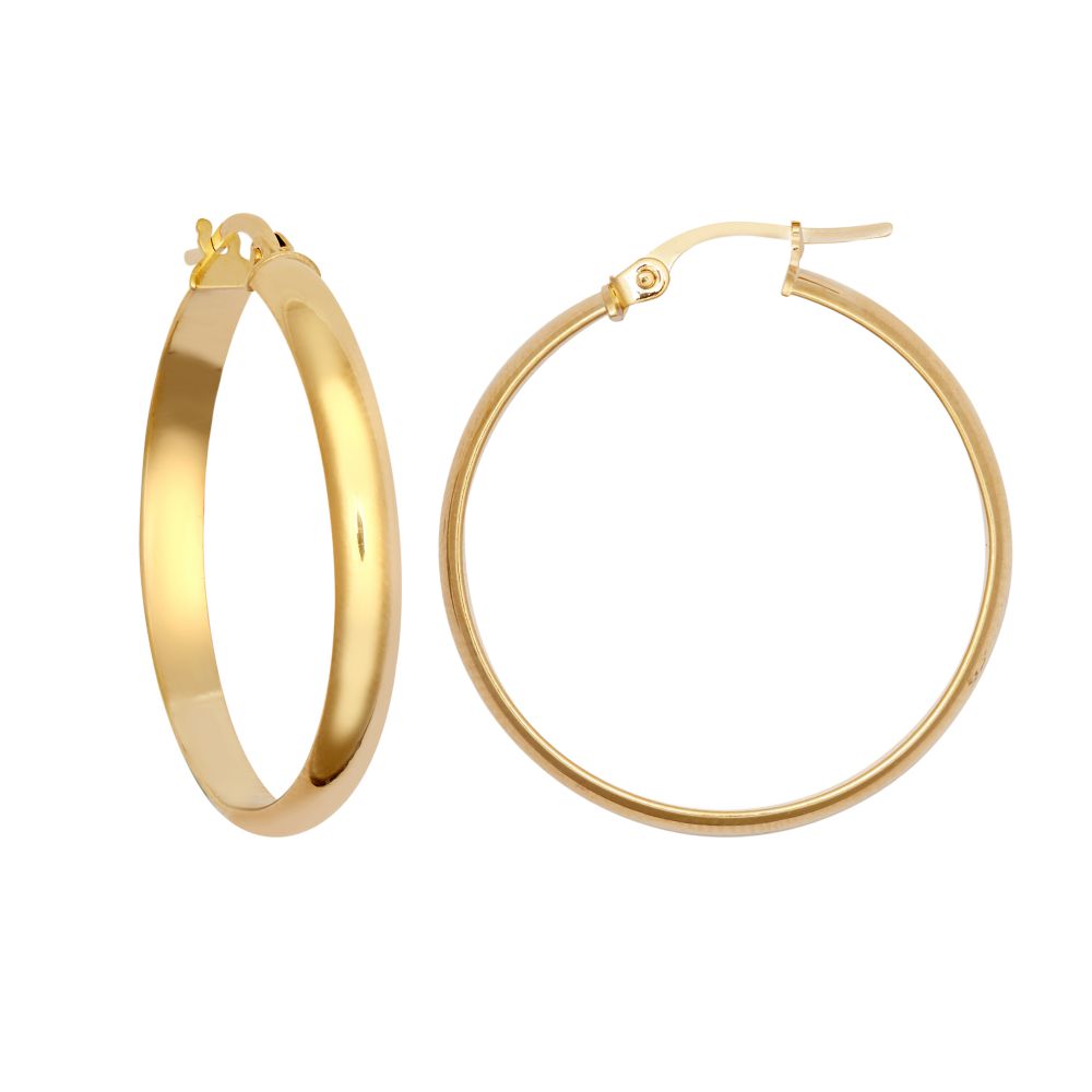 JER807C | 9ct Yellow 3mm Wedding Band Style Hoop Earring