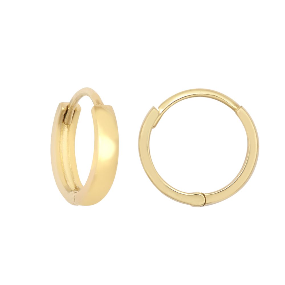 9ct Yellow Gold Plain 10mm Huggie Earrings
