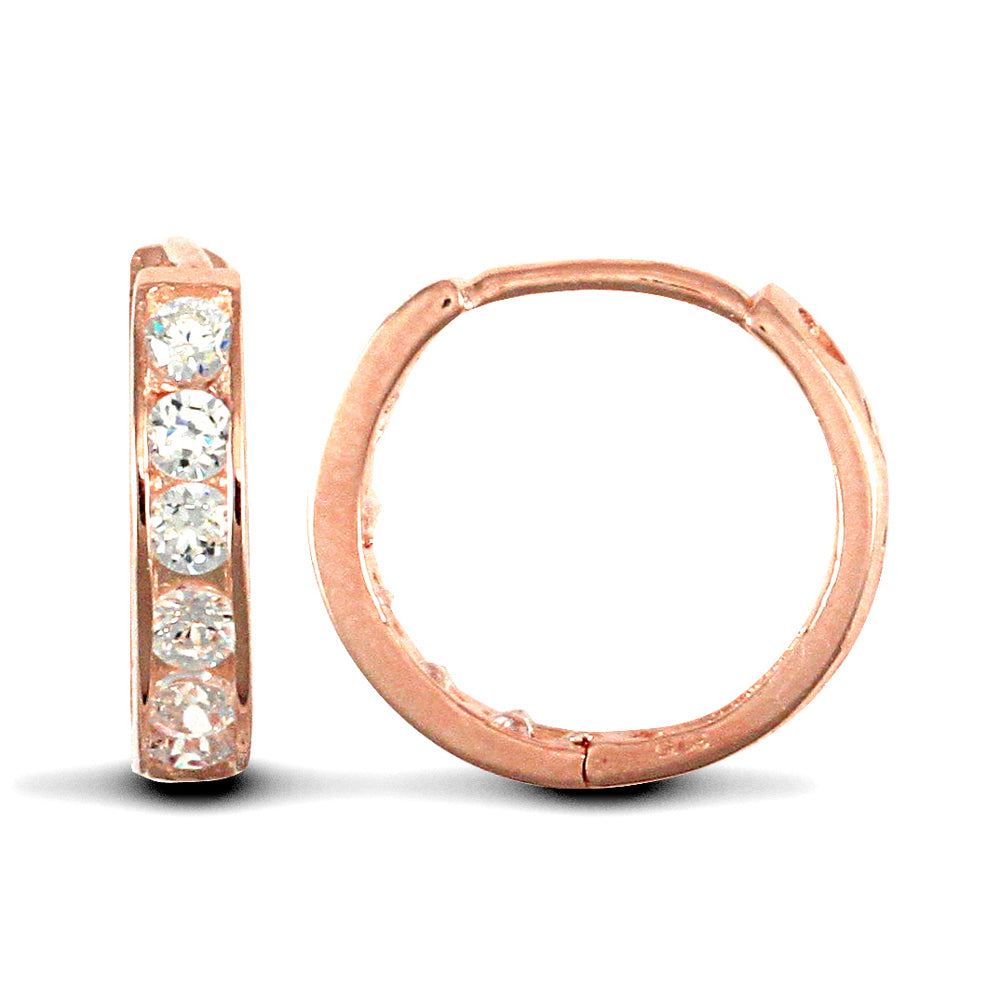 JER817 | 9ct Rose Cz Set Huggie Earrings