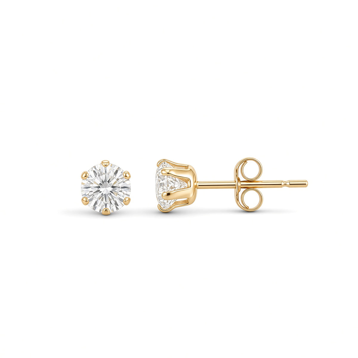 9ct Yellow Gold Cubic Zirconia Claw Set Studs