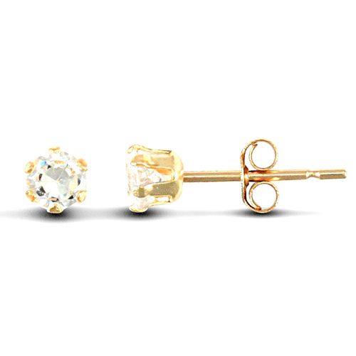 JES097 | 9ct Yellow Gold CZ Claw Set Studs