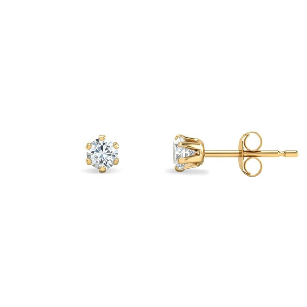 9ct Yellow Gold Cubic Zirconia Claw Set Studs