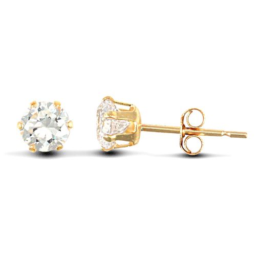 JES098 | 9ct Yellow Gold CZ Claw Set Studs