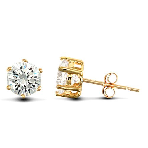 JES127 | 9ct Yellow Gold Cubic Zirconia Claw Set Studs