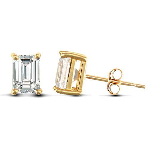 JES129 | 9ct Yellow Gold Rectangular Cubic Zirconia Claw Set Studs