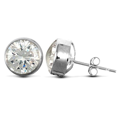 9ct White Gold Cubic Zirconia Rub-Over Studs