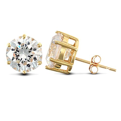 JES173 | 9ct Yellow Gold Claw Set Cubic Zirconia Studs