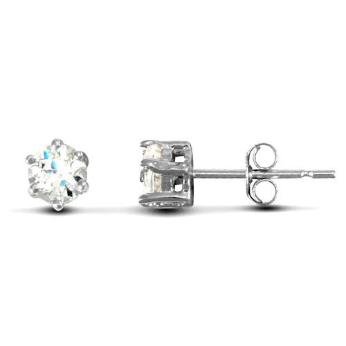 JES176 | 9ct White Gold Claw Set Cubic Zirconia Studs