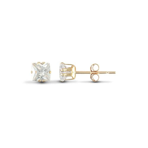 JES181 | 9ct Yellow Gold Square Cubic Zirconia Stud