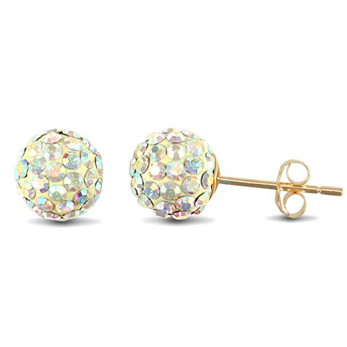 JES223 | 9ct Yellow Gold Crystal Ball Stud Earrings