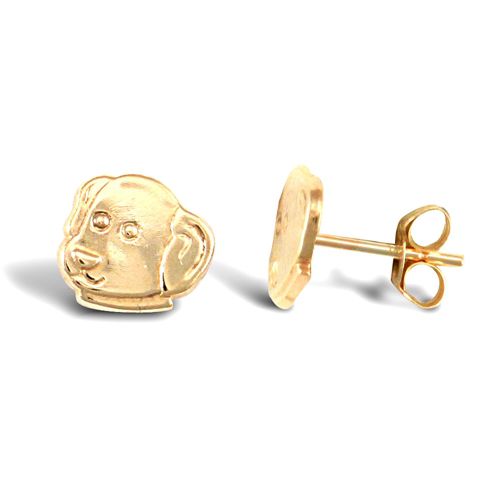 JES248 | 9ct Yellow Dog's Head Stud Earrings