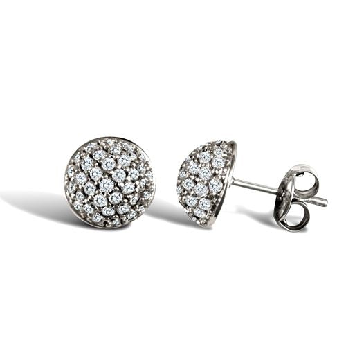 JES328 | 9ct White Gold Domed Stud Earrings