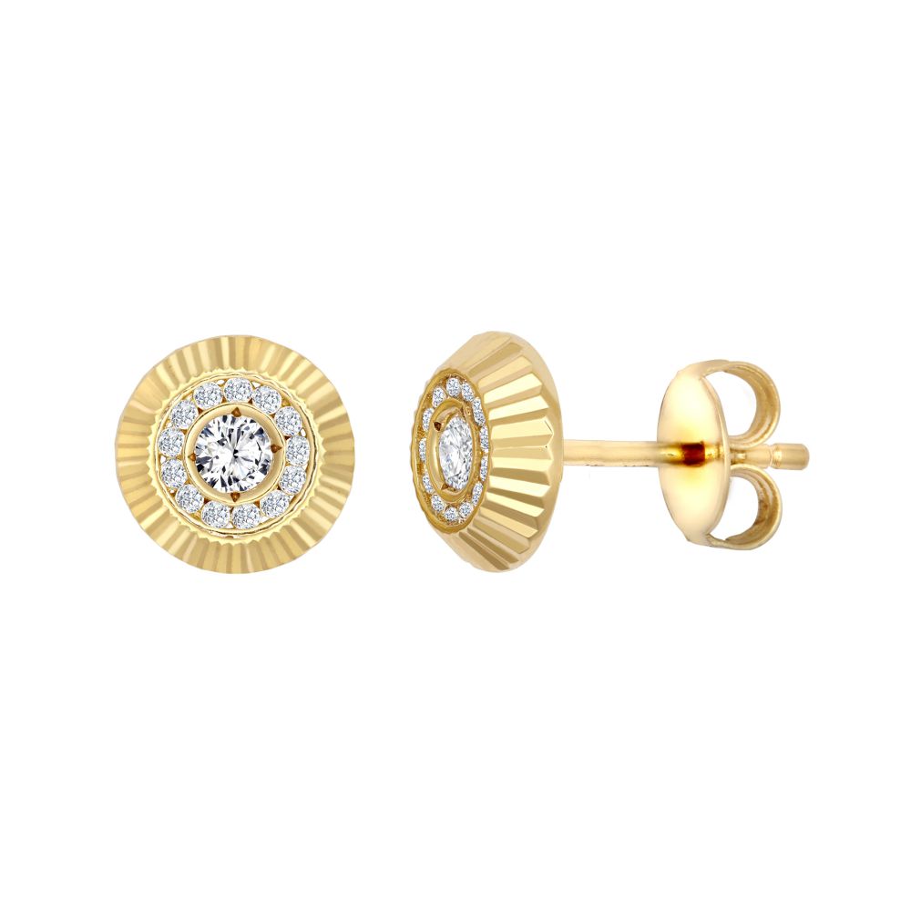 JES347 | 9ct Yellow Gold 8mm CZ Bezel Stud Earrings