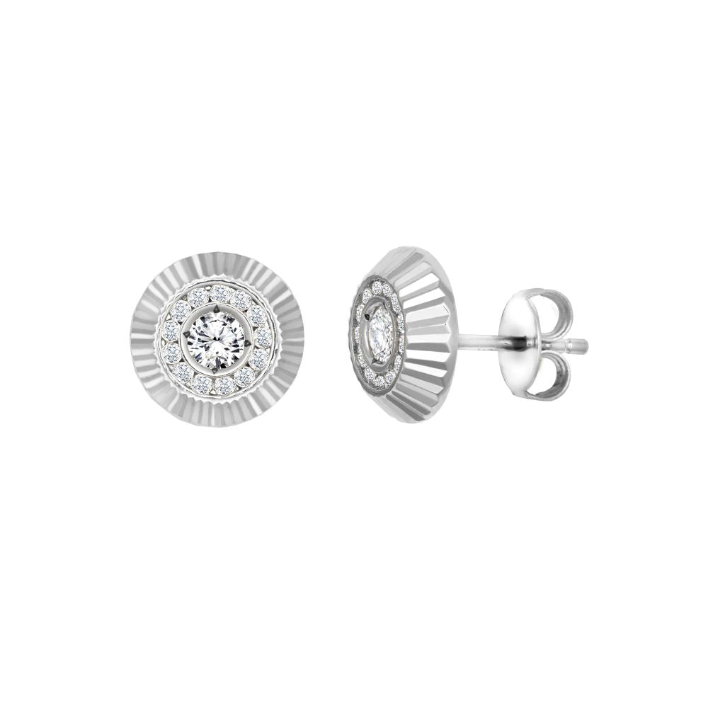 9ct White Gold 10mm Cubic Zirconia Bezel Stud Earrings