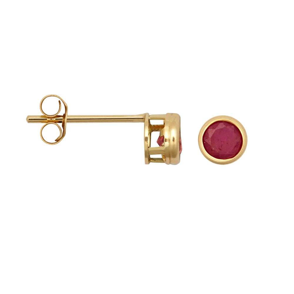 JES353 | 9ct Yellow Rub-over Set Ruby Stud Earrings