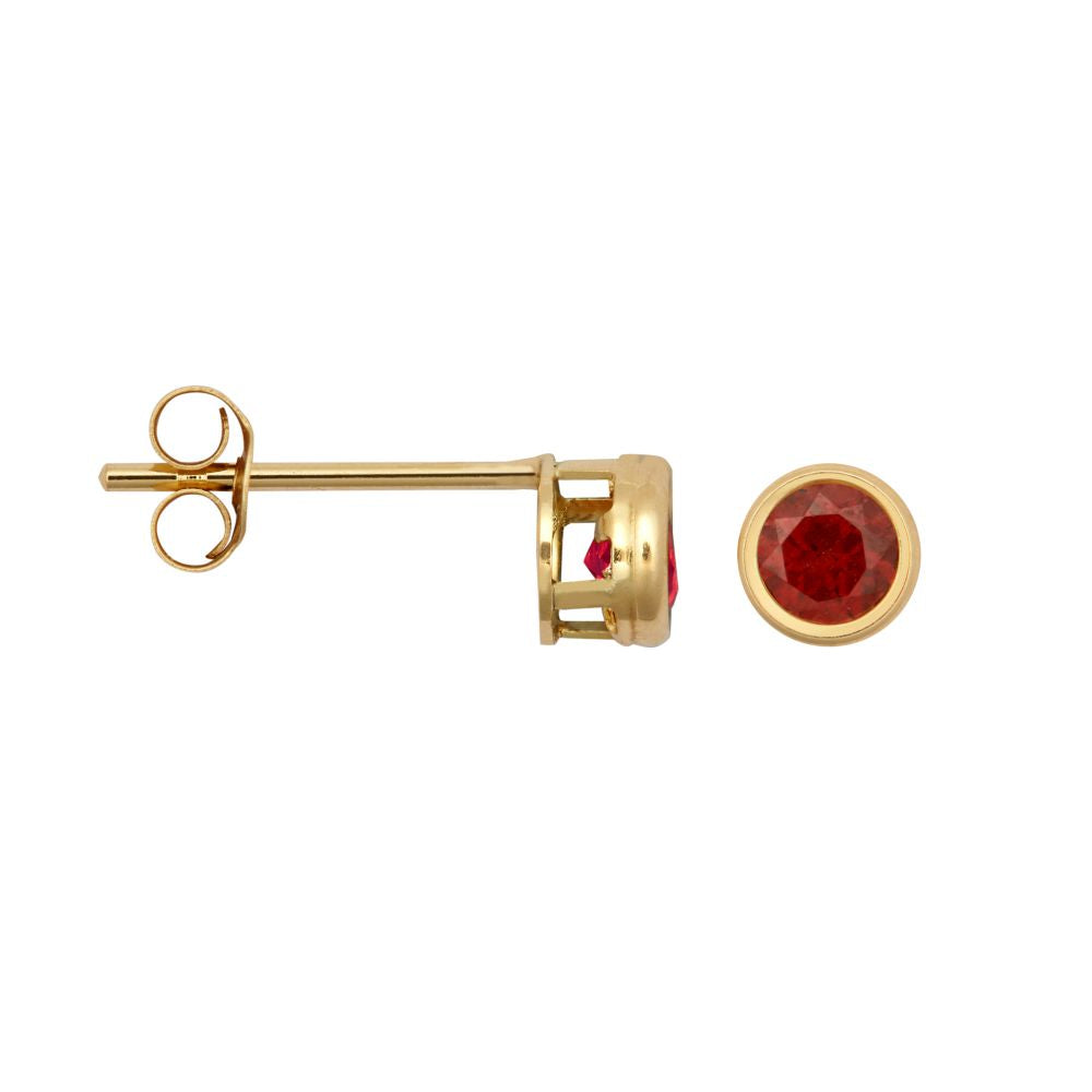 9ct Yellow Rub-Over Set Garnet Stud Earrings