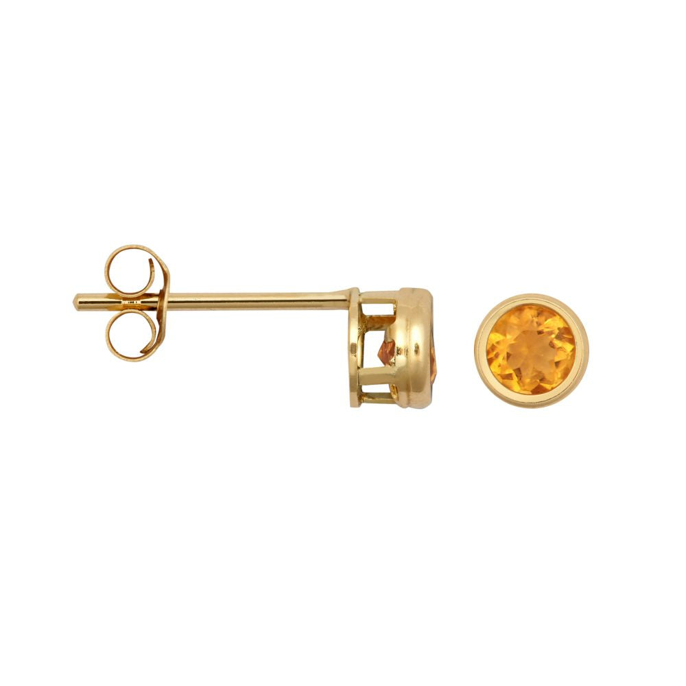 JES360 | 9ct Yellow Rub-over Set Citrine Stud Earrings