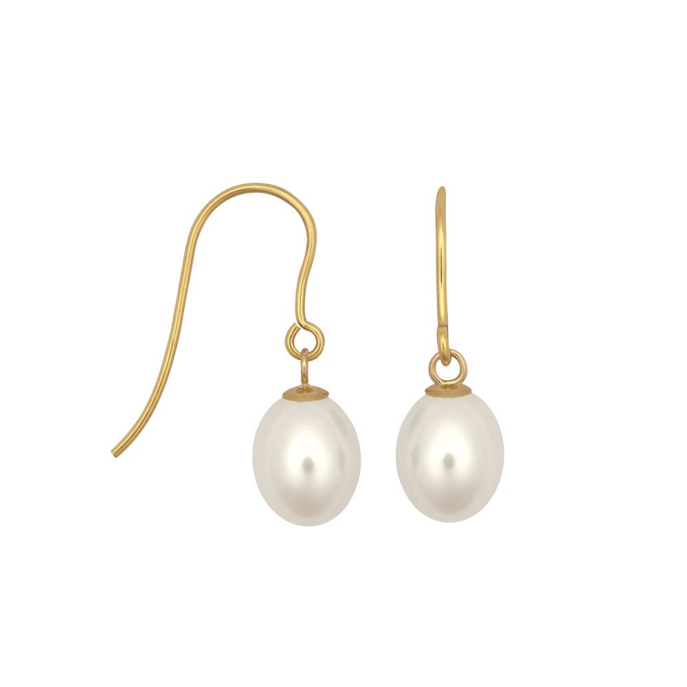 9ct Yellow Gold Freshwater Pearl Drop Earrings