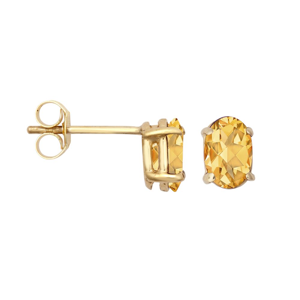 9ct Yellow Gold Citrine Stud Earrings