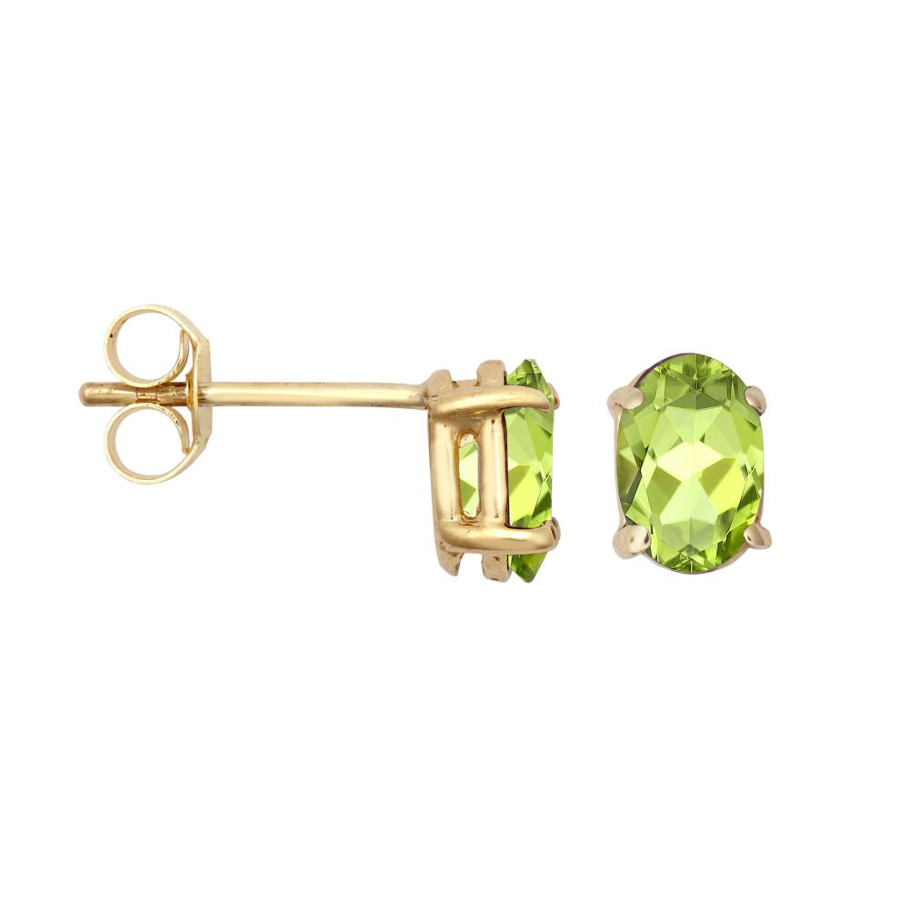 JES373 | 9ct Yellow Gold 6x4 Peridot Stud Earrings